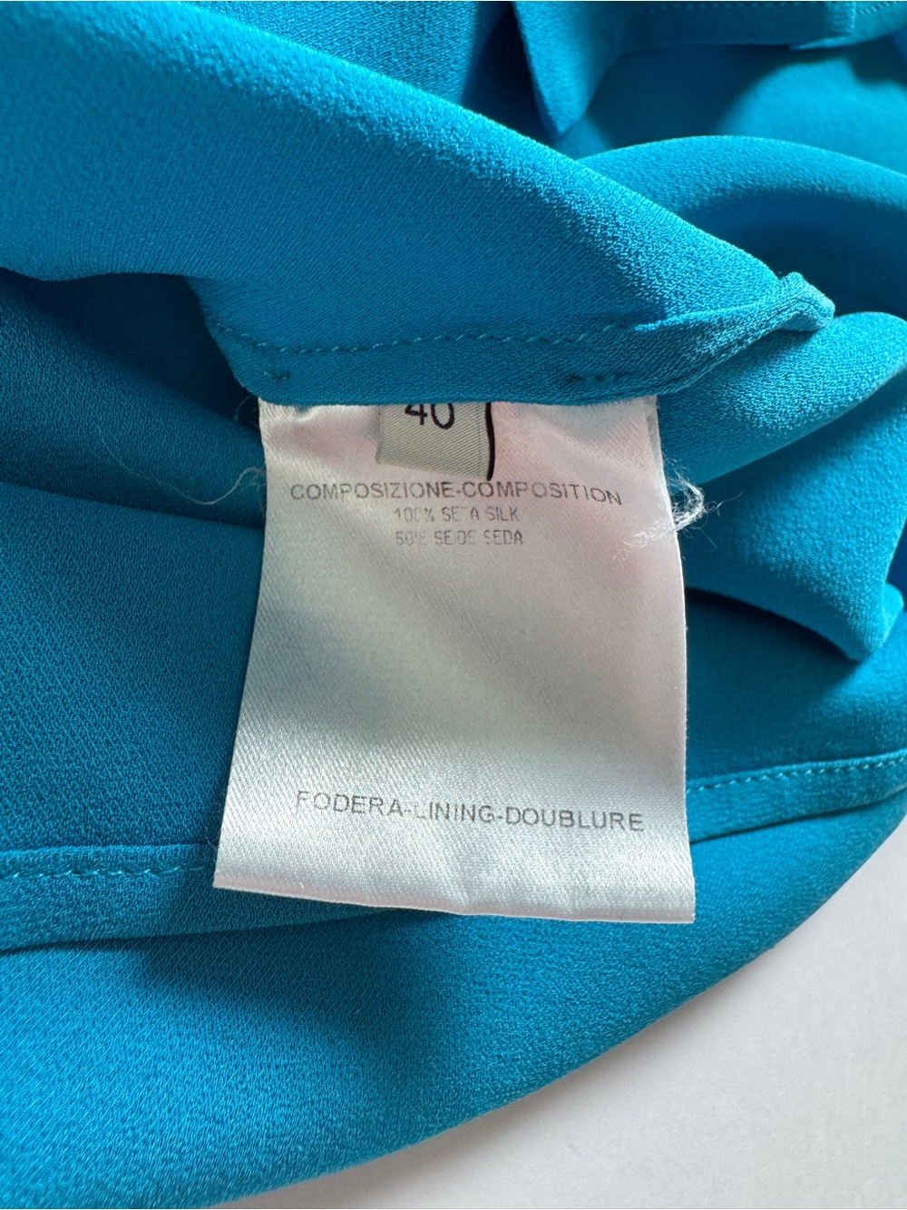 Stella McCartney 100% Silk Band Collar Blouse Vibrant Blue Size 40/Small - Picture 6 of 7